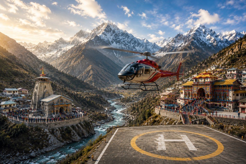 Do Dham same-day helicopter charter Kedarnath Badrinath ex-Sahastradhara